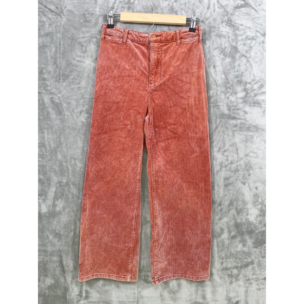 Pilcro Anthropologie Corduroy Wide Leg Pants Ankle High Rise Size 26 Orange